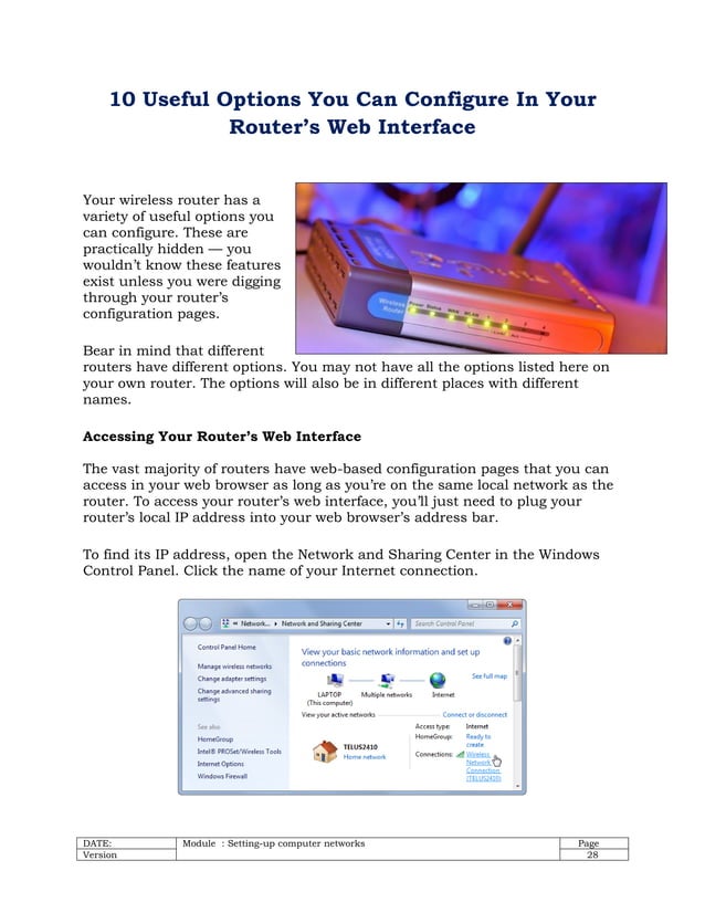 CSS NC II Module : Set-up Computer Networks