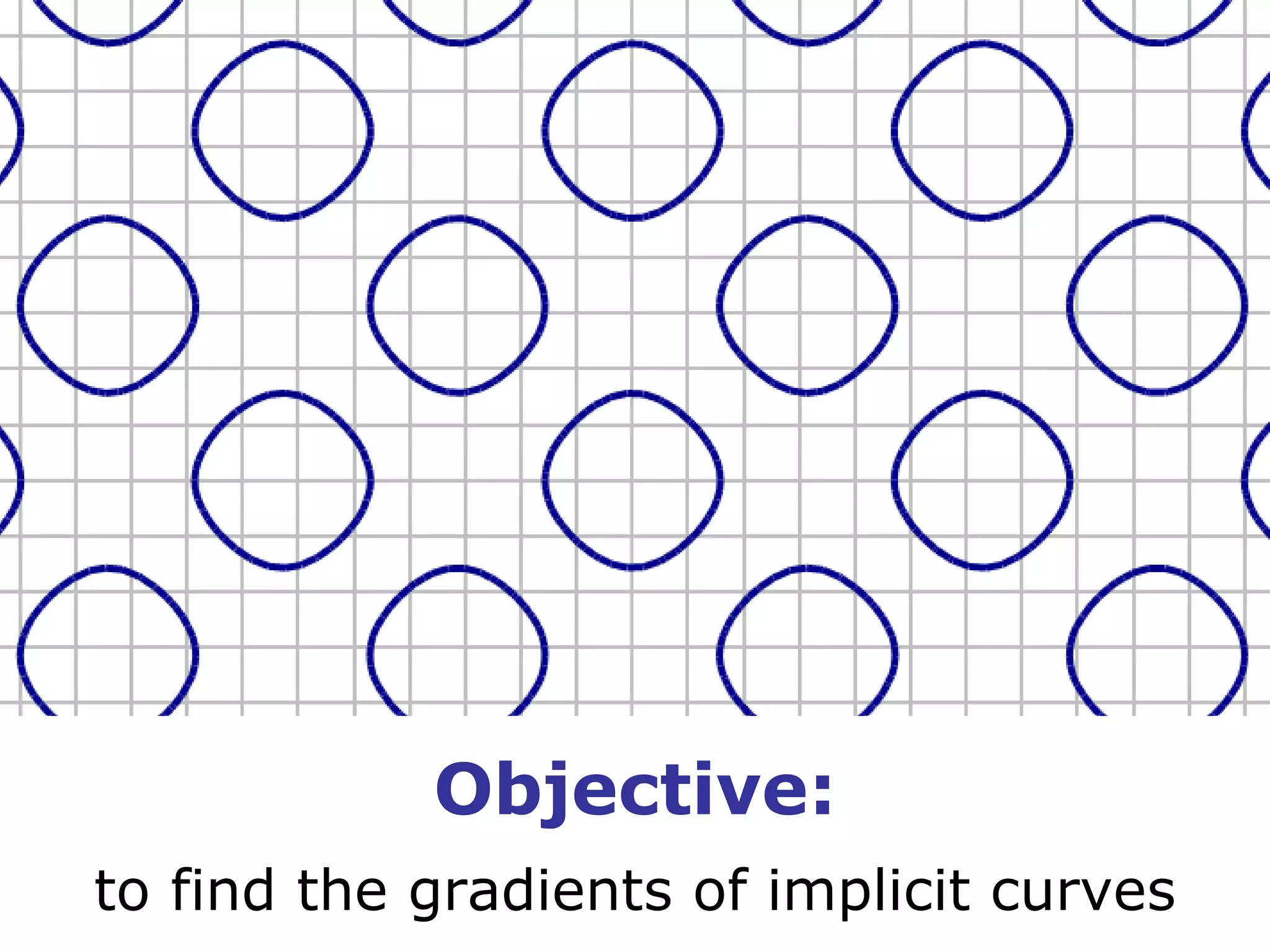 Objective: to find the gradients of implicit curves