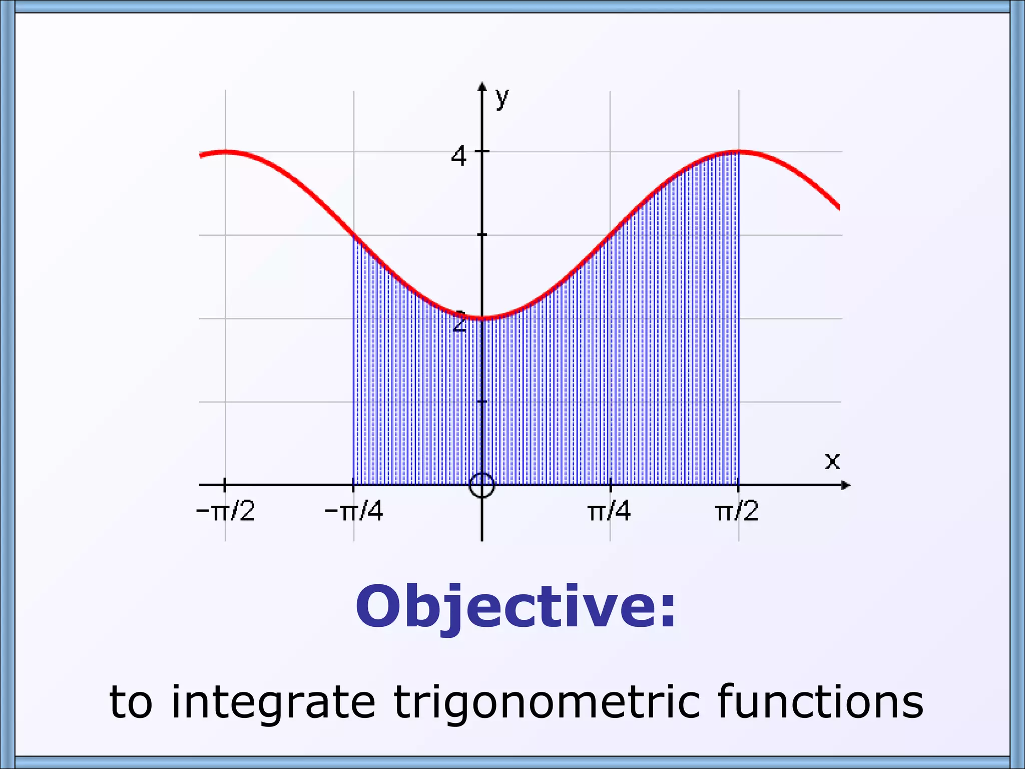 Objective: to integrate trigonometric functions 