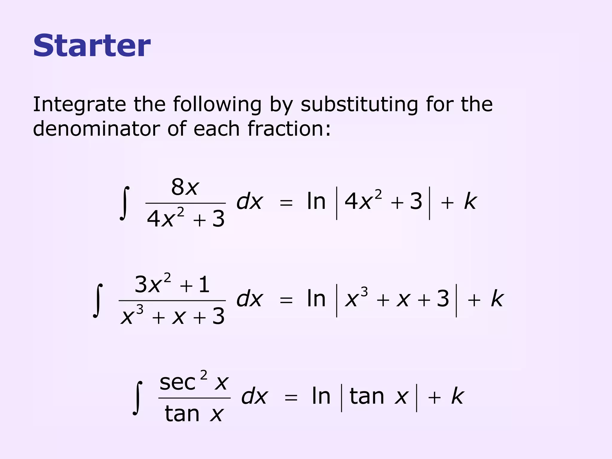 Core 4 Logarithmic Integration | PPT