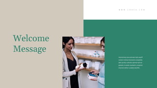 Interactively procrastinate high-payoff
content without backward-compatible
data quickly cultivate optimal tactical
globally incubate standards compliant
channels before scalable benefits. .
W W W . C O R E A . C O M
Welcome
Message
 