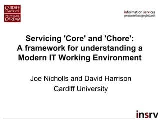 Servicing 'Core' and 'Chore':
A framework for understanding a
Modern IT Working Environment
Joe Nicholls and David Harrison
Cardiff University
 