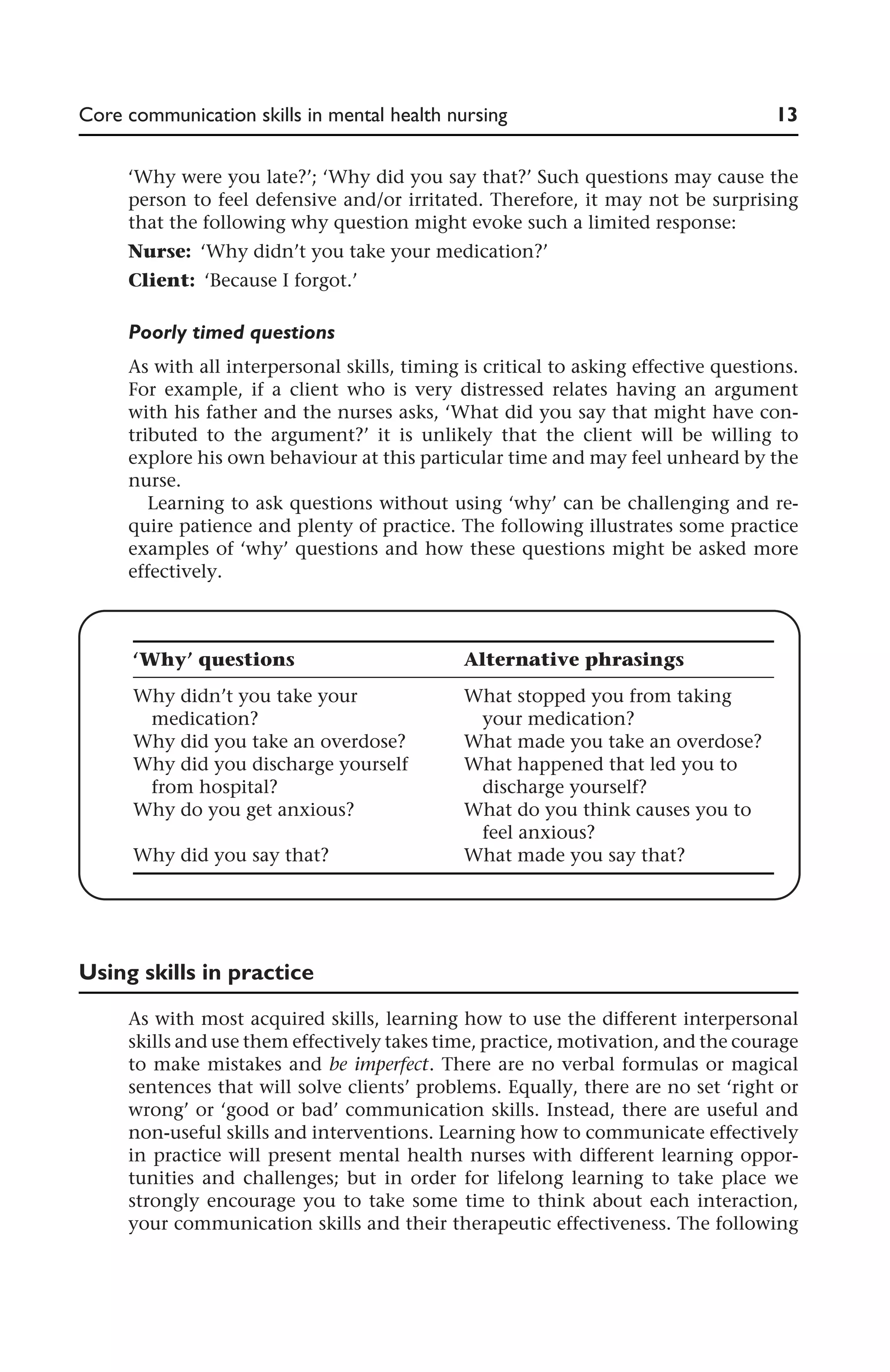 Core communication skills in mental health nursing | PDF