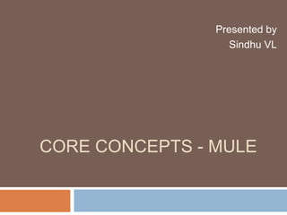 CORE CONCEPTS - MULE
Presented by
Sindhu VL
 