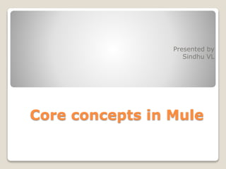 Core concepts in Mule
Presented by
Sindhu VL
 