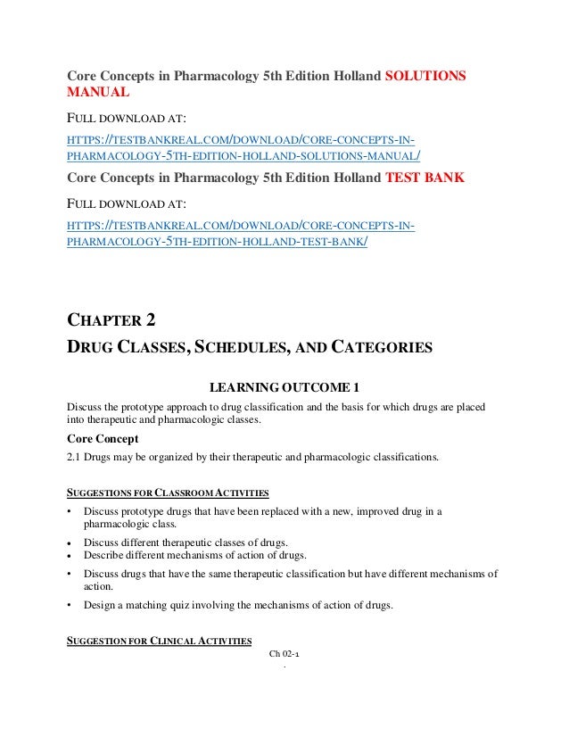 Core Concepts In Pharmacology 5th Edition Holland Solutions Manual