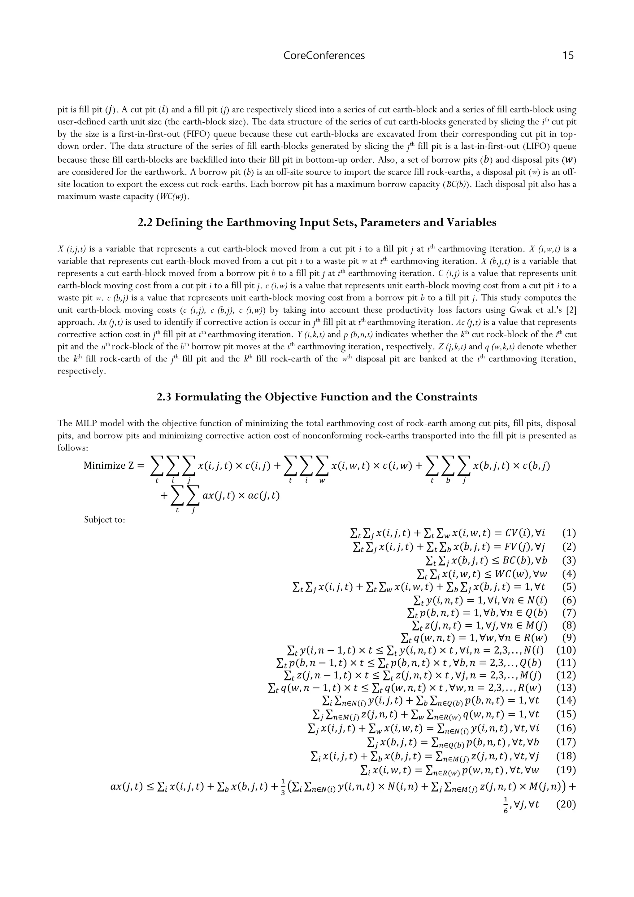 A Mixed Integer Linear Programming (MILP) model for Advanced Earthwork ...