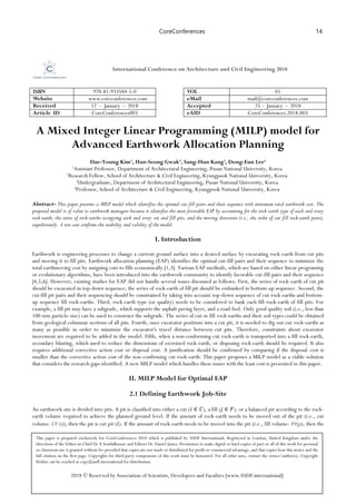 A Mixed Integer Linear Programming (MILP) model for Advanced Earthwork ... image.