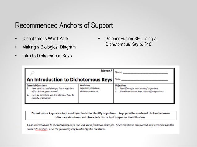 Core Content Coaching Grade 7 Dichotomous Keys 14 15