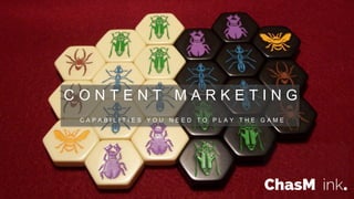 Chasm Ink Content Marketing Services
C O N T E N T M A R K E T I N G
S E R V I C E S
1
`
C O N T E N T M A R K E T I N G
C A P A B I L I T I E S Y O U N E E D T O P L A Y T H E G A M E
 