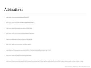 Diego Freniche / @dfreniche / http://www.freniche.com
Attributions
• http://www.ﬂickr.com/photos/paldies/85684217/
• http://www.ﬂickr.com/photos/56380734@N05/6808753611/
• http://www.ﬂickr.com/photos/msimdottv/4339697089/
• http://www.ﬂickr.com/photos/mobilestreetlife/4179063482/
• http://www.ﬂickr.com/photos/owldreams/4428782193/
• http://www.ﬂickr.com/photos/miss_pupik/73160522/
• http://kfannerd713.deviantart.com/art/UNICORN-PUKING-RAINBOWS-WHAAAA-152117816
• http://www.ﬂickr.com/photos/wwworks/4759535950/
• http://www.ﬂickr.com/photos/barto/28135419/sizes/l/in/photolist-3ucFr-7aiwZ-aqWUu-bLebi-cDeVC-jt2YW-jWW1t-kQ25f-m86XP-swafK-yHMbE-yHMcc-yHMda-
 