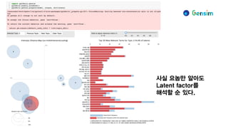 잠재디리클레할당(Latent Dirichlet Allocation, LDA)
사실 요놈만 알아도
Latent factor를
해석할 순 있다.
 
