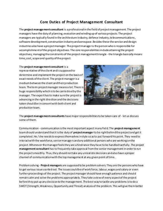 Core Duties of Project Management Consultant