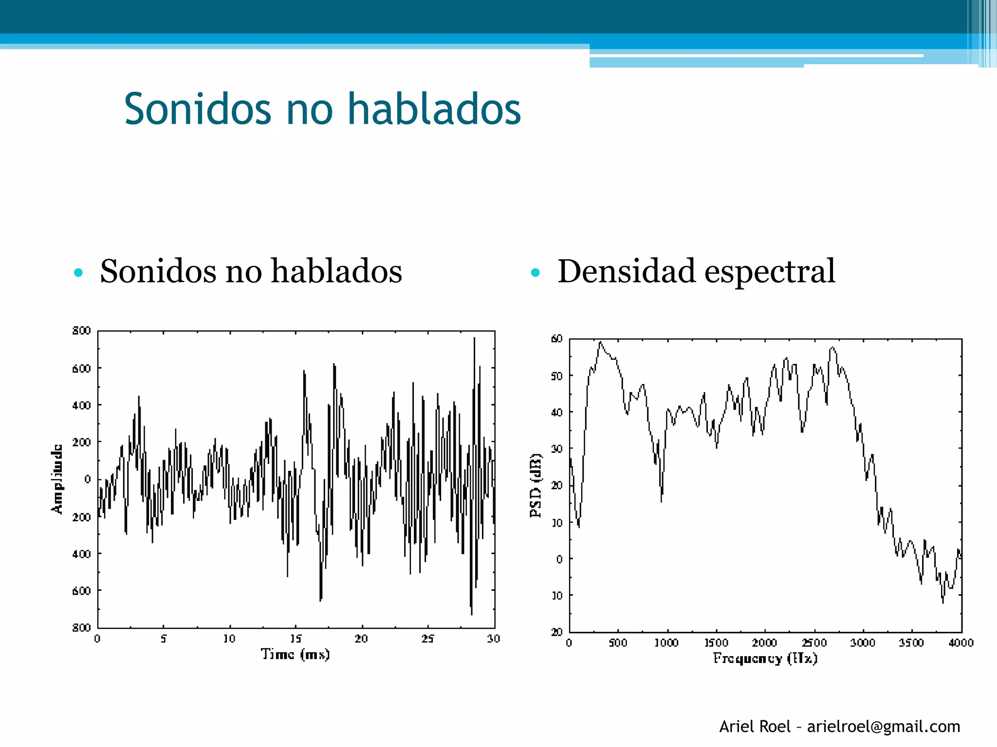 Ariel Roel – arielroel@gmail.com
Sonidos no hablados
• Sonidos no hablados • Densidad espectral
 