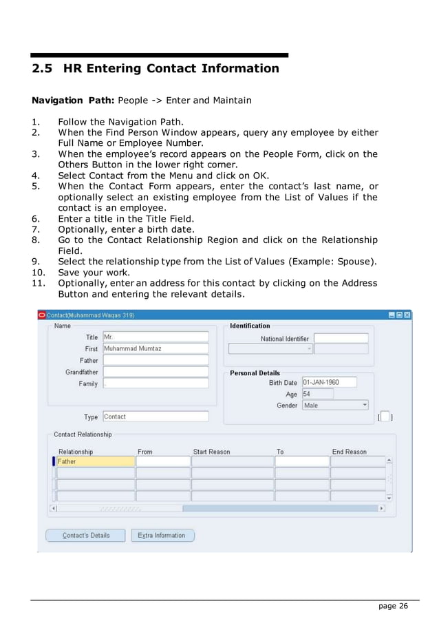 Oracle EBS R 12 Core hr user manual | DOCX