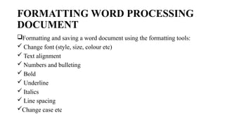 Comprehensive Introduction to ICT Concepts and Word Processing Skills ...