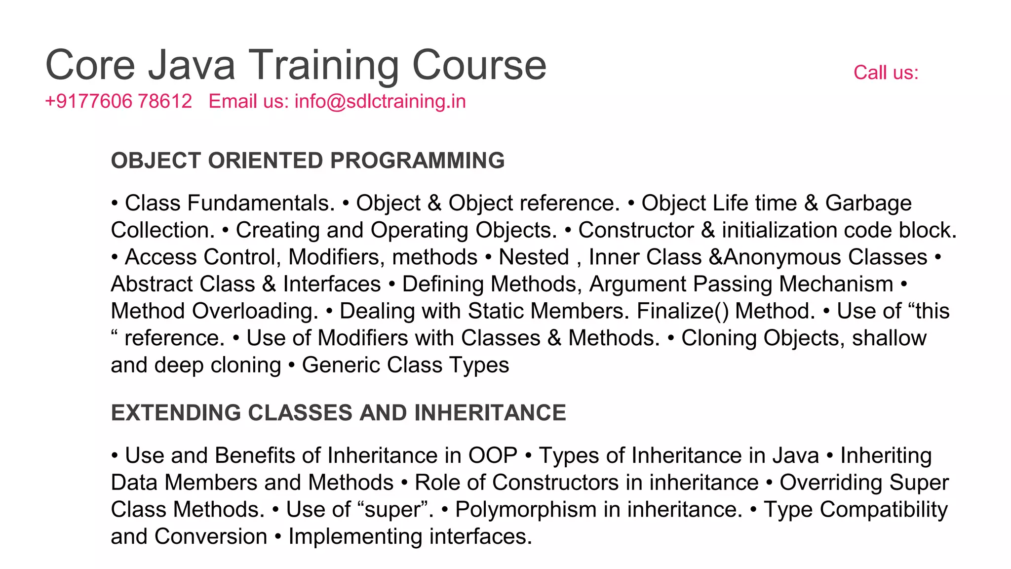 Core java training in Marathahalli, Bangalore | PPT