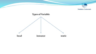 Types of Variable
local instance static
 