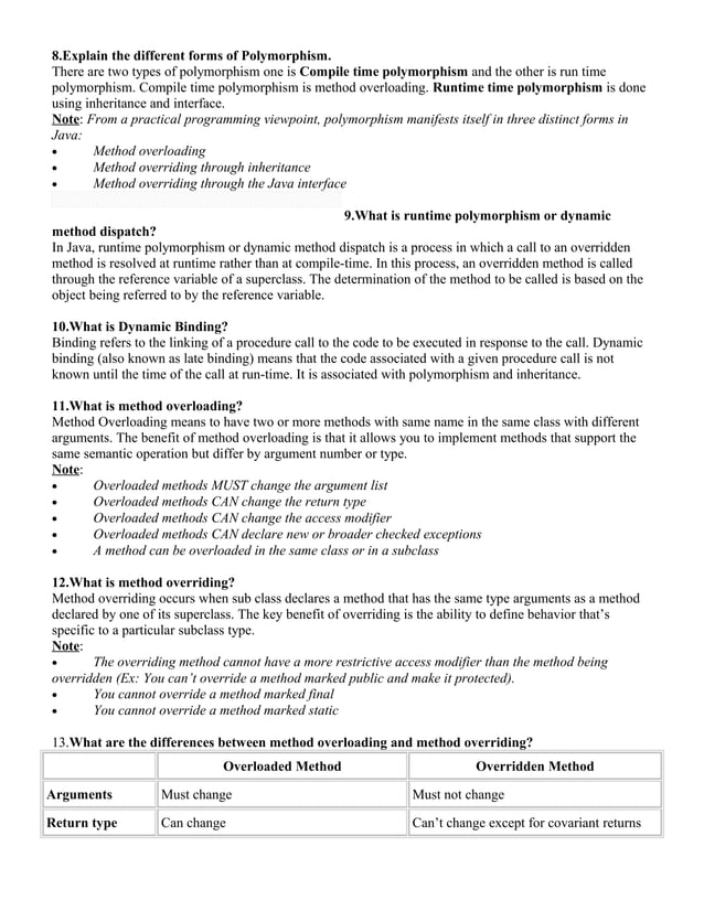 Core java interview questions | PDF