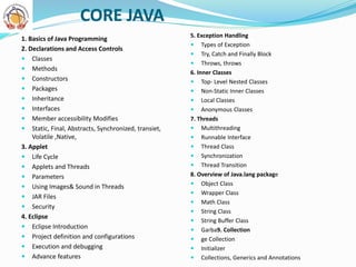 CORE JAVA & ADVANCE JAVA | PPTX