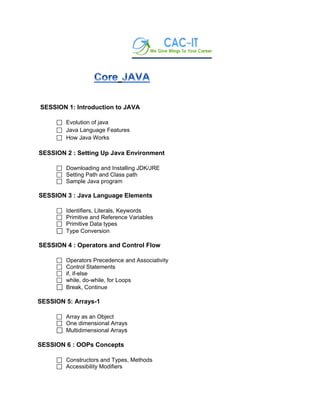 Core java and advance java syallabus - Cacit.co.in