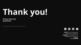 CREDITS: This presentation
template was created by
Slidesgo, and includes icons,
infographics & images by
Freepik
Thank you!
Do you have any
questions?
+00 000 000 000
 