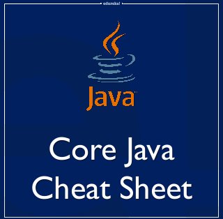 Core Java
Cheat Sheet
 