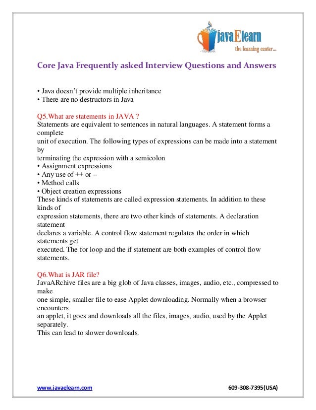 core java frequently asked interview questions and answers frequently asked questions in an interview