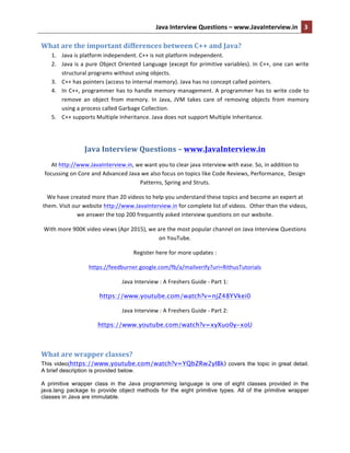 Core java interview questions | PDF