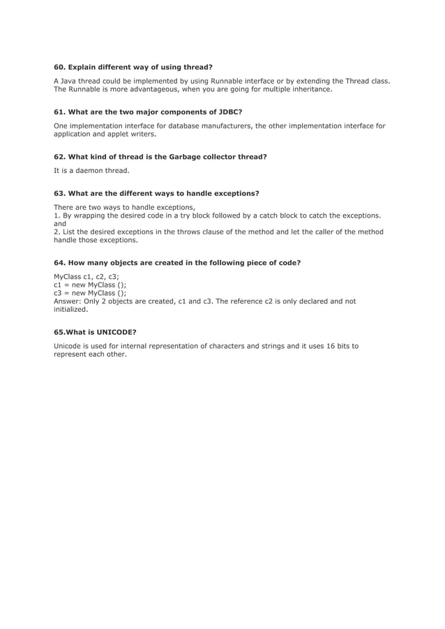 Core java interview questions | PDF