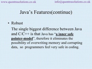 Core java over view basics introduction by quontra solutions | PPT