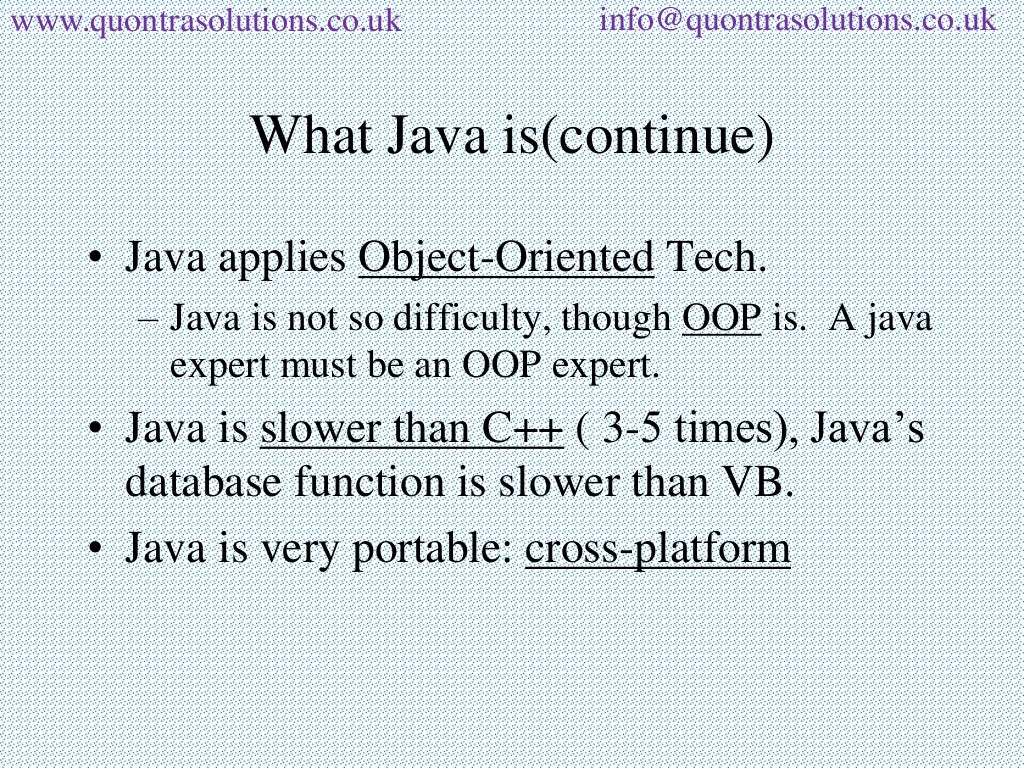 Core java over view basics introduction by quontra solutions