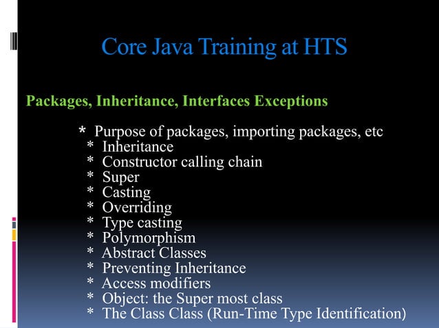 Core java Classroom training at HarshithaTechnologies | PPT