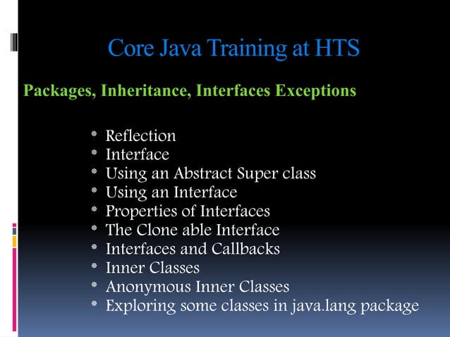 Core java Classroom training at HarshithaTechnologies | PPT
