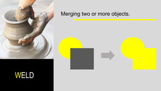 WELD
Merging two or more objects.
 