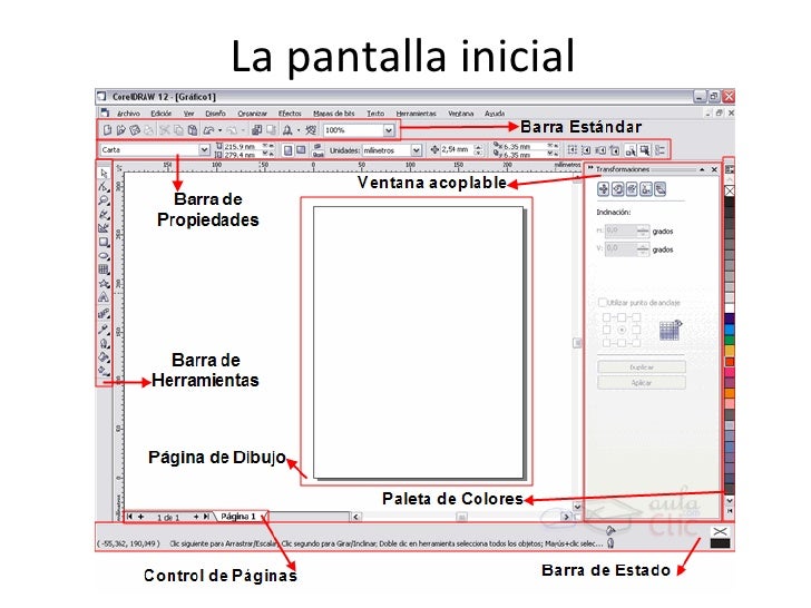 Resultado de imagen para la ventana de corel draw x5 y sus partes
