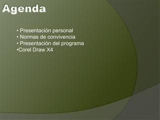 Agenda Presentación personal