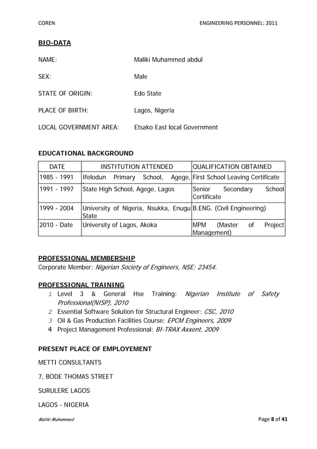 Coren Paper for Registered Engineering Personnel _ Maliki Muhammed ...