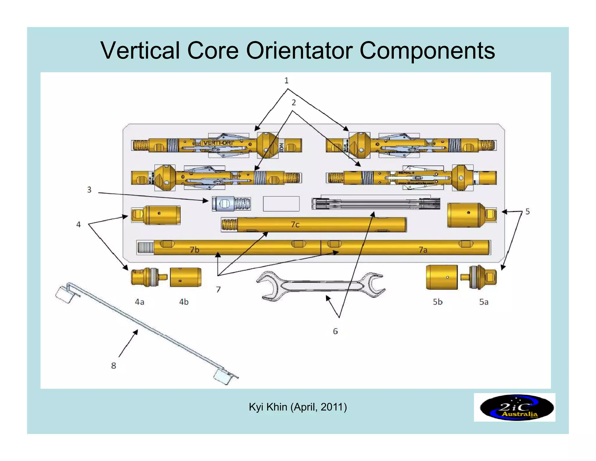 Vertical Core Orientator Components
Kyi Khin (April, 2011)
 