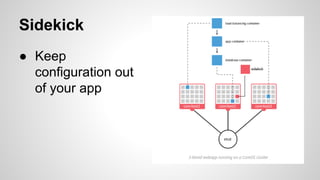 Sidekick 
● Keep 
configuration out 
of your app 
 