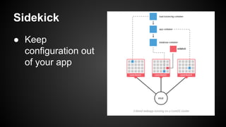 Sidekick
● Keep
configuration out
of your app
 