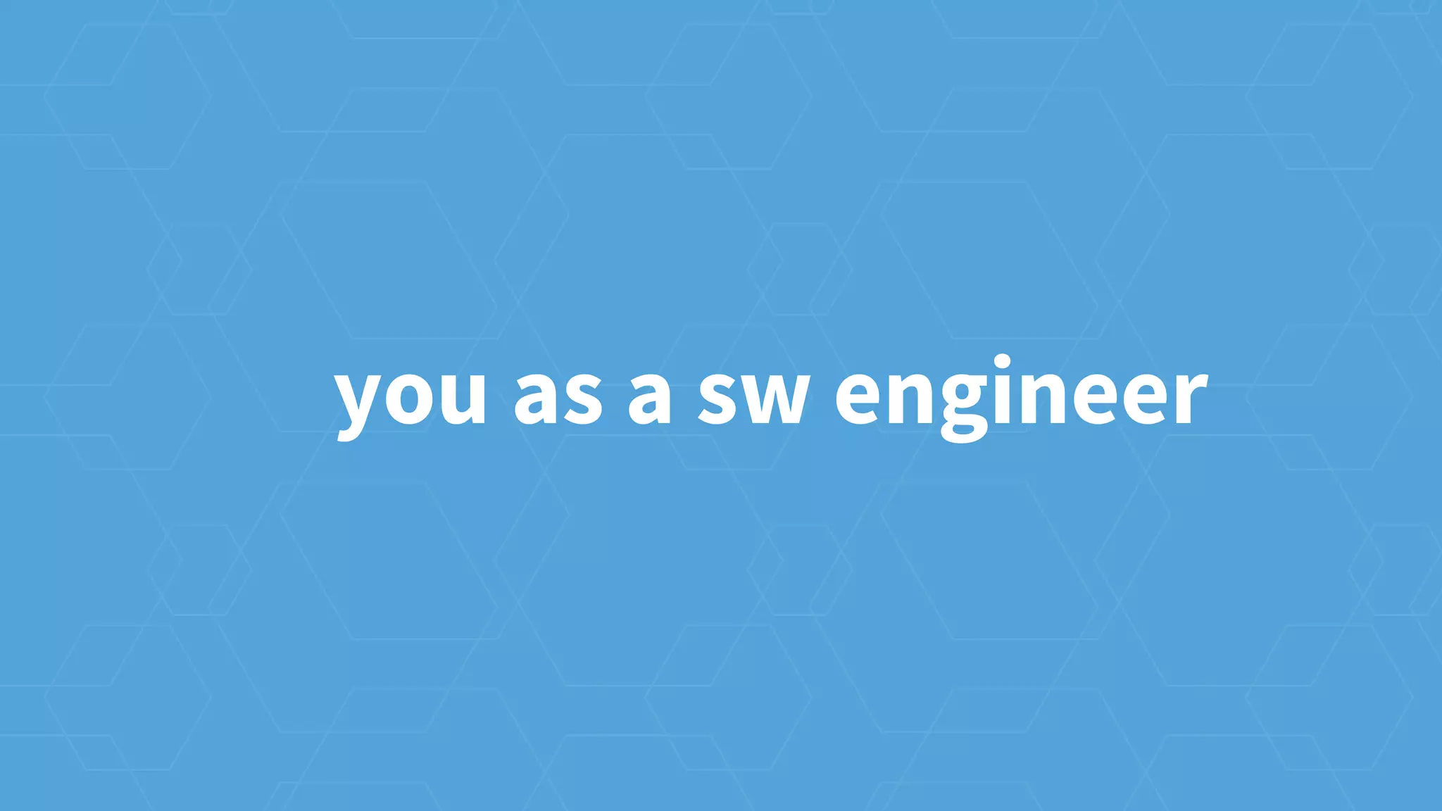 you as a sw engineer
 
