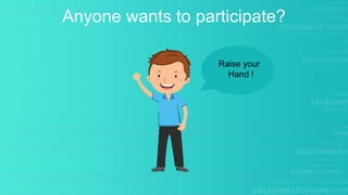 Anyone wants to participate?
Raise your
Hand !
 