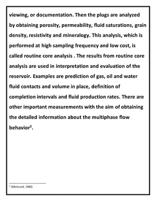 Core plugging test | DOCX