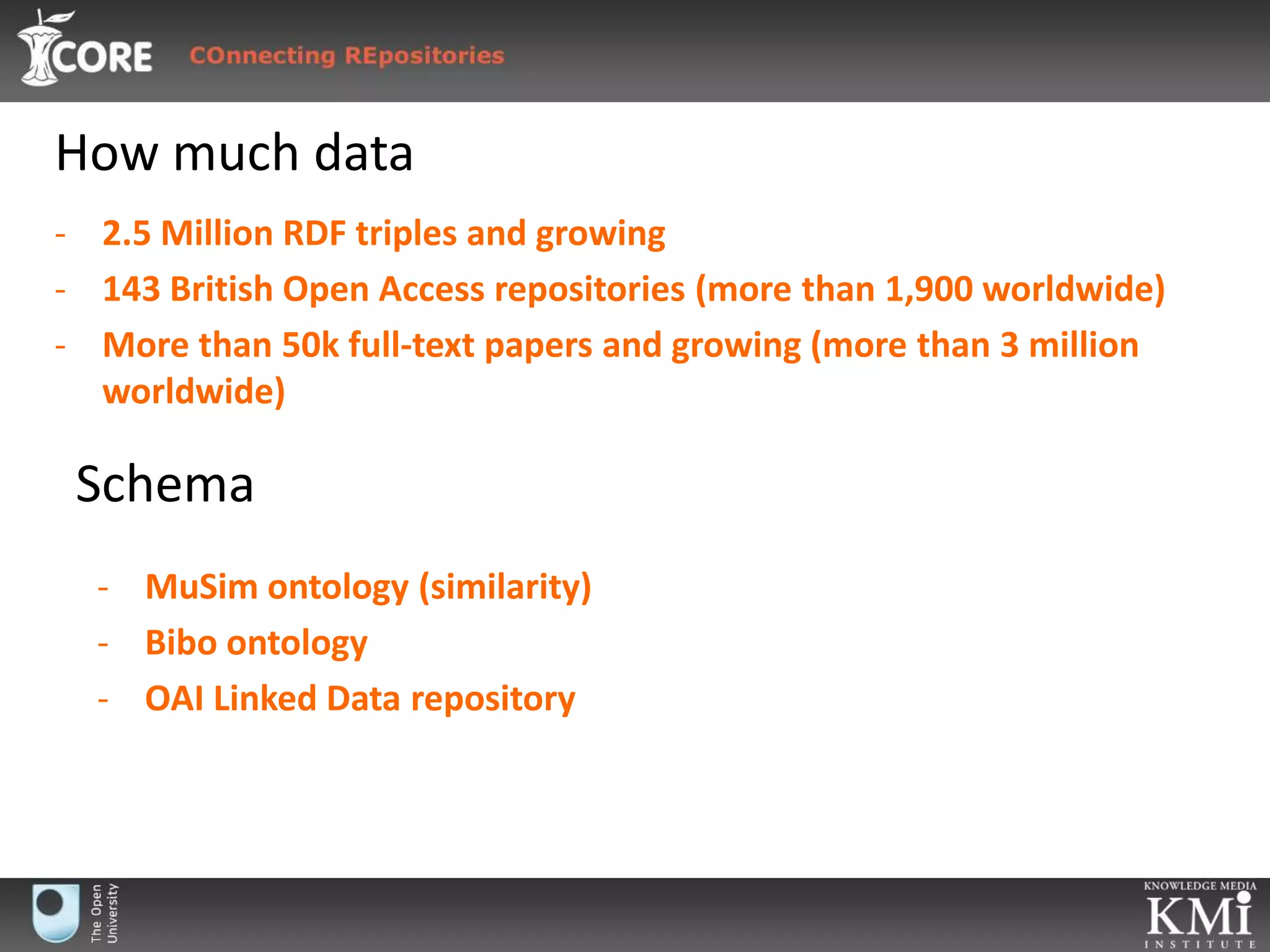 How much data2.5 Million RDF triples and growing