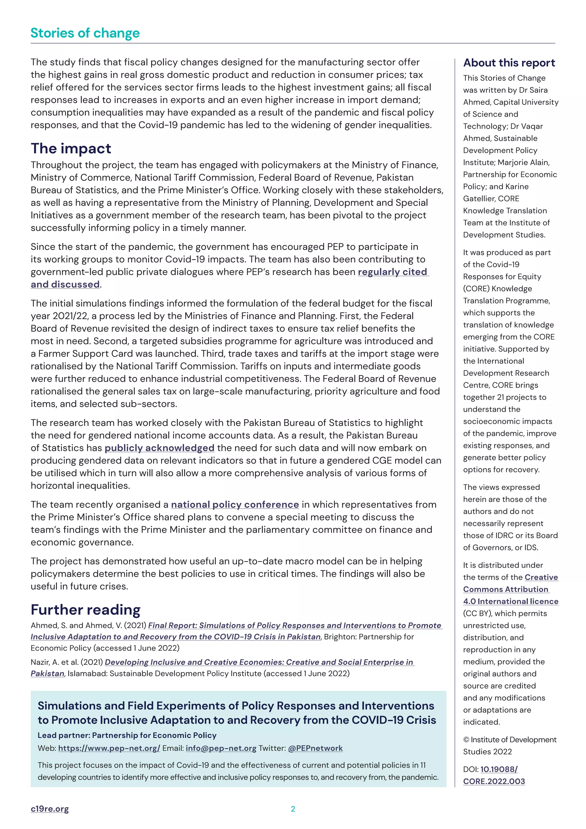 Improving the fiscal policy response to Covid-19 in Pakistan | PDF