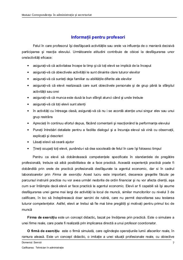 Corespondenta In Administratie Si Secretariat