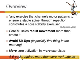 Core Stability Overview Core stability schools session | PPTX