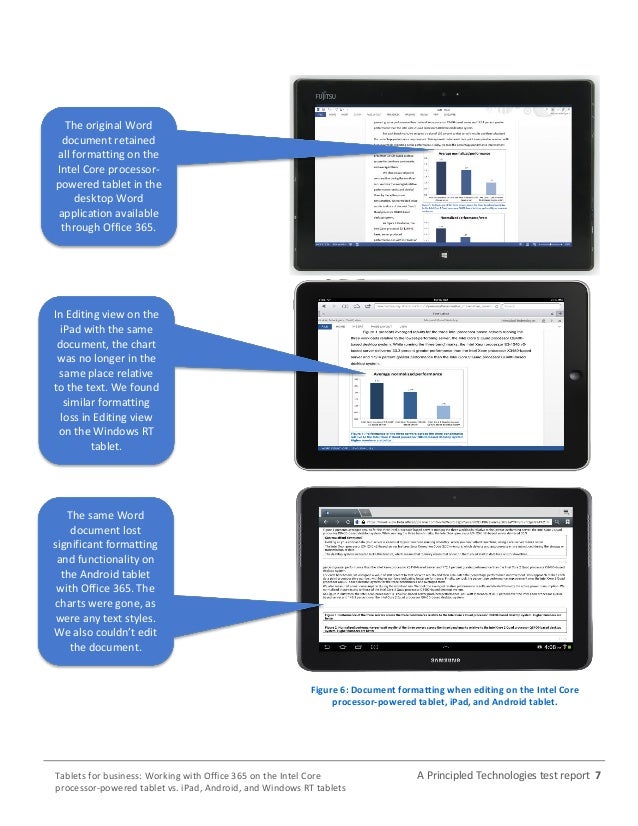 Tablets for business Working with Office 365 on the Intel Core processorpowered tablet vs