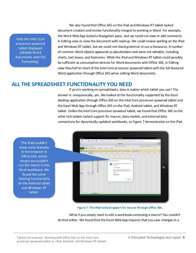 Tablets for business Working with Office 365 on the Intel Core processorpowered tablet vs